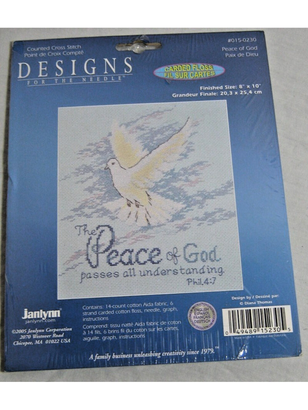 Vintage Cross Stitch Kit Janlynn Peace Of God Christian Counted Thread Floss